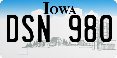 IA license plate DSN980