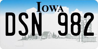 IA license plate DSN982