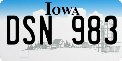 IA license plate DSN983