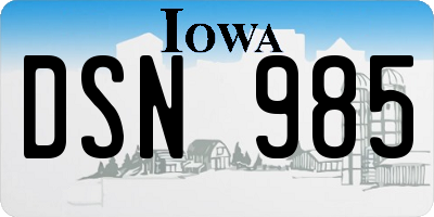 IA license plate DSN985