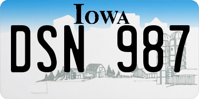 IA license plate DSN987