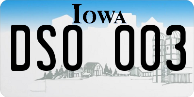 IA license plate DSO003