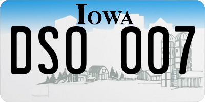 IA license plate DSO007