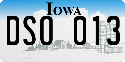 IA license plate DSO013