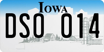 IA license plate DSO014