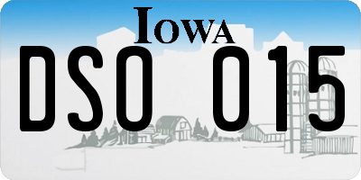 IA license plate DSO015