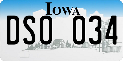 IA license plate DSO034