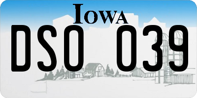 IA license plate DSO039