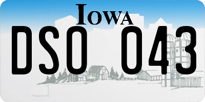 IA license plate DSO043
