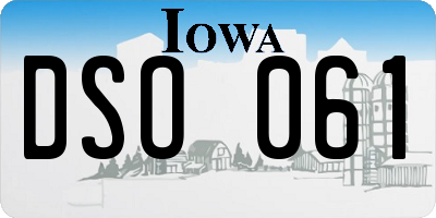 IA license plate DSO061