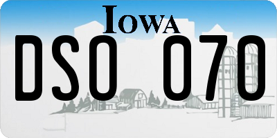 IA license plate DSO070