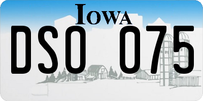 IA license plate DSO075