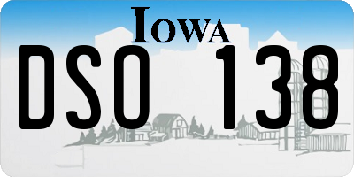 IA license plate DSO138