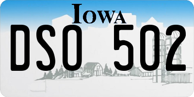 IA license plate DSO502