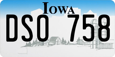 IA license plate DSO758