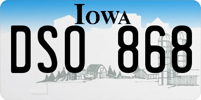 IA license plate DSO868