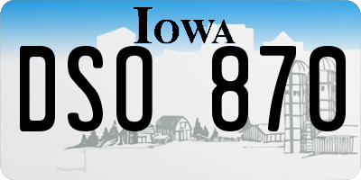 IA license plate DSO870