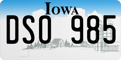 IA license plate DSO985