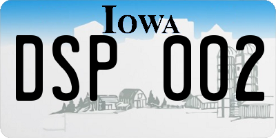 IA license plate DSP002