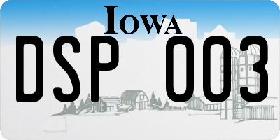 IA license plate DSP003