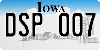 IA license plate DSP007