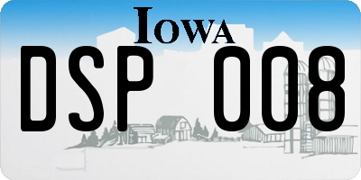 IA license plate DSP008