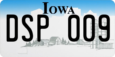 IA license plate DSP009