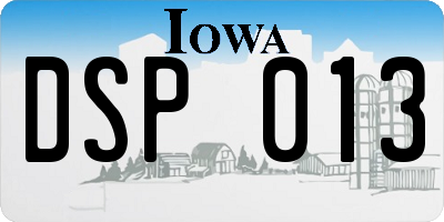 IA license plate DSP013