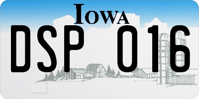 IA license plate DSP016