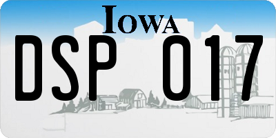 IA license plate DSP017