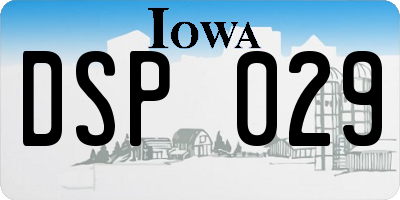 IA license plate DSP029