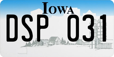 IA license plate DSP031