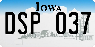 IA license plate DSP037