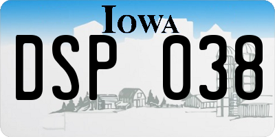 IA license plate DSP038