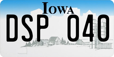 IA license plate DSP040