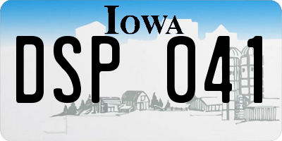 IA license plate DSP041