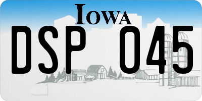 IA license plate DSP045