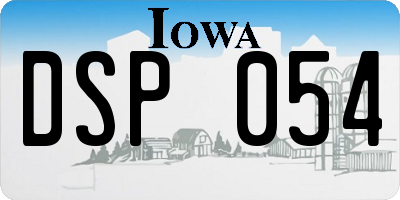 IA license plate DSP054