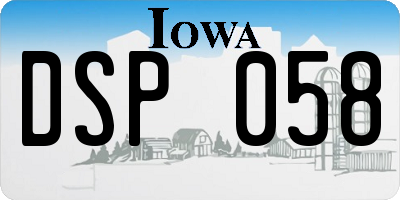 IA license plate DSP058