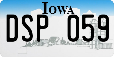 IA license plate DSP059