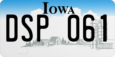 IA license plate DSP061