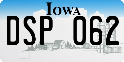 IA license plate DSP062