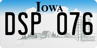 IA license plate DSP076