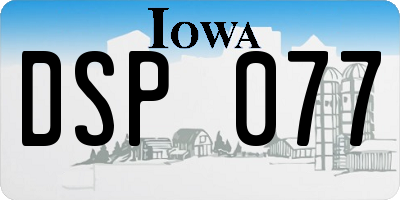 IA license plate DSP077