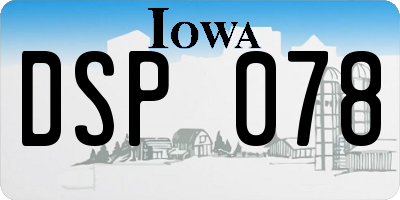 IA license plate DSP078