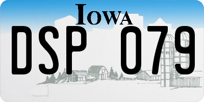 IA license plate DSP079