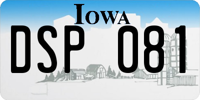 IA license plate DSP081