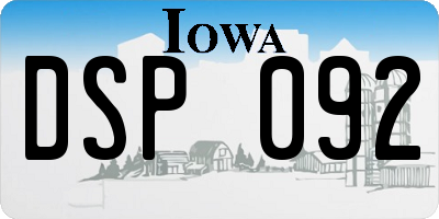 IA license plate DSP092