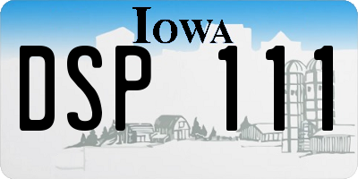 IA license plate DSP111