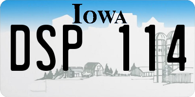 IA license plate DSP114